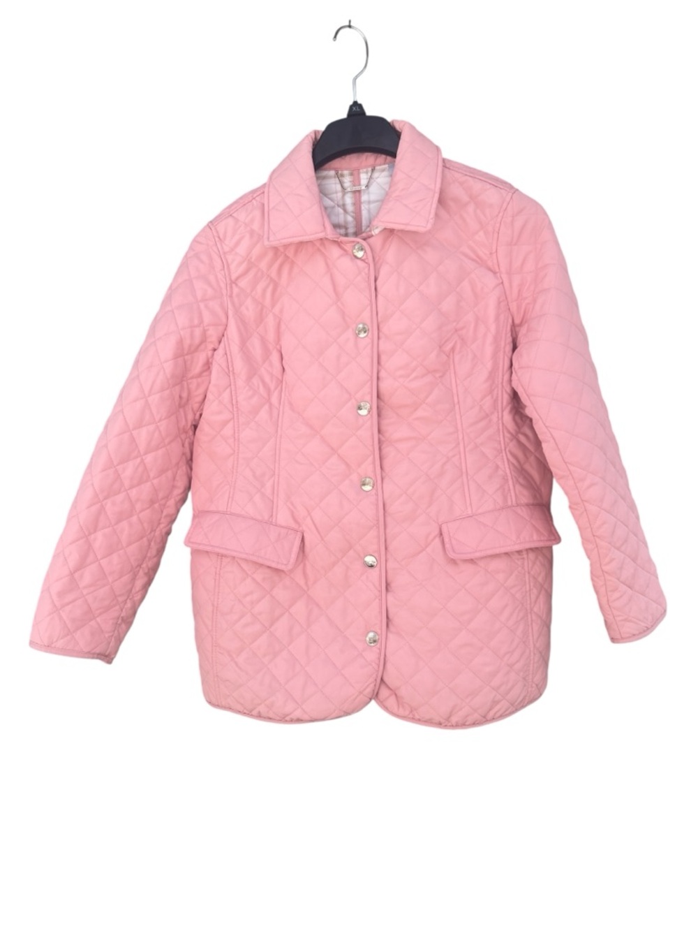 Chico’s Quilted Lightweight Rose Pink Snap-Front Jacket US Size L (12-14).